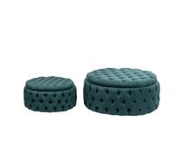 Alexandra house living set de 2 poufs ronds en lin - Vert