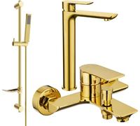 Alfa DF02 Set de mitigeurs de lavabo et de baignoire avec accessoires, or (745713DF02-50)