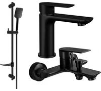 Alfa DF62 Ensemble de mitigeurs de lavabo et de baignoire avec accessoires, noir (745703DF62-70)