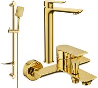 Alfa DF62 Ensemble de mitigeurs de lavabo et de baignoire avec accessoires, or (745713DF62-50)