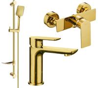 Alfa DF62 Ensemble de mitigeurs de lavabo et de douche avec accessoires, or (745704DF62-50)