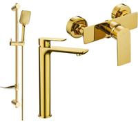 Alfa DF62 Ensemble de mitigeurs de lavabo et de douche avec accessoires, or (745714DF62-50)