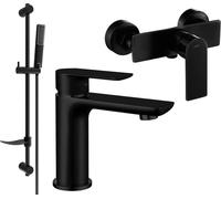 Alfa DF72 Ensemble de mitigeurs de lavabo et de douche avec accessoires, noir (745704DF72-70)