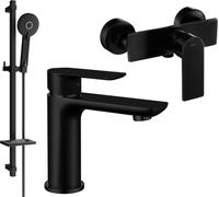Alfa DQ40 Ensemble de mitigeurs de lavabo et de douche avec accessoires, noir (745704DQ40-70)