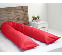 Alfa Fritz Oreiller de 12 pieds en U avec taies d'oreiller pour un sommeil confortable de nuit, en microfibre respirante, oreiller complet pour le dos et le stomach - Fabriqué en Allemagne - Rouge