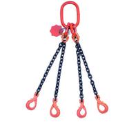 Alfa Logistik Élingue à Chaîne 4 Brins 8mm x 2m avec Crochets à Chape Autobloquant - Chaîne de Levage Galvanisée et Robuste Qualité 8 - Élingue de Levage pour Grues et Charges Lourdes
