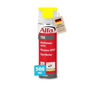 Alfa Spray de marquage - Traceur chantier jaune fluo - 500 ml - 6 pièces | Spray de marquage couleur fluo pour asphalte, béton, bois et plus. Haute visibilité, adhère sur surfaces humides, 360°.