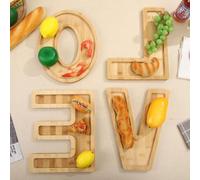 Alfabetische Houten Dekplaat für Obstsalat - 4 Stück, Dekorative Schrift, Füllbar - Baby-Shower und Halloween-Thema - Liebes Design