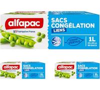 ALFAPAC - 50 sacs congélation à lien - Petit modèle - Vegetal Origin - Fabriqué en France (Lot de 3)