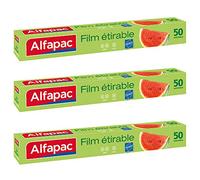 ALFAPAC - Film étirable 50M - Fabriqué en France - Lot de 3