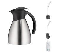 alfi BONO TT Isolierkanne stainless steel mat Edelstahl – Vorteilsset mit Reinigungsbürste CLEAN FIX 30 cm | HAN 787205100 | EAN 4002458445583