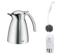 alfi GUSTO TT Isolierkanne stainless steel mat Edelstahl – Vorteilsset mit Reinigungsbürste CLEAN FIX 30 cm + CLEAN TABS (20 Stück) | HAN 3527205040 | EAN 4002458486791
