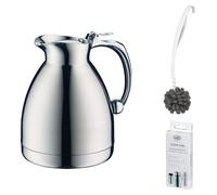 alfi HOTELLO Isolierkanne stainless steel polished – Vorteilsset mit Reinigungsbürste CLEAN FIX 30 cm + CLEAN TABS (20 Stück) | HAN 557000060 | EAN 4002458420535