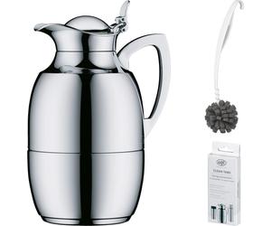 alfi JUWEL TT Isolierkanne chrome plated – Vorteilsset mit Reinigungsbürste CLEAN FIX 30 cm + CLEAN TABS (20 Stück) | HAN 1918777100 | EAN 4002458534317