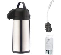 alfi PUMPKANNE TT Isolierkanne stainless steel mat – Vorteilsset mit Reinigungsbürste CLEAN FIX 40 cm + CLEAN TABS (20 Stück) | HAN 837205250 | EAN 4002458457135