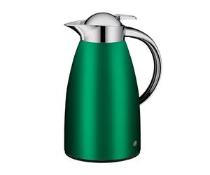 alfi SIGNO 1,0 l, verseuse isotherme en acier inoxydable avec insert en verre trempé hygiénique, bouchon à vis avec bouton poussoir confortable, poignée ergonomique, d'une seule main, idéale comme