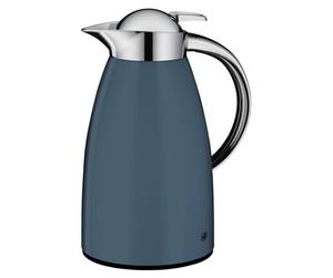 Alfi Signo, carafe, 1 l, bleu, acier inoxydable, silicone, verre, plastique, 8 tasses, ronde