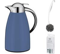 alfi SIGNO Isolierkanne bijou blue mat – Vorteilsset mit Reinigungsbürste CLEAN FIX 30 cm + CLEAN TABS (20 Stück) | HAN 1421345100 | EAN 4002458523144