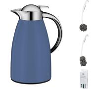 alfi SIGNO Isolierkanne bijou blue mat – Vorteilsset mit Reinigungsbürste CLEAN FIX 30 cm | HAN 1421345100 | EAN 4002458523144