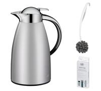 alfi SIGNO Isolierkanne satin silver – Vorteilsset mit Reinigungsbürste CLEAN FIX 30 cm + CLEAN TABS (20 Stück) | HAN 1421463100 | EAN 4002458525018
