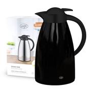 alfi SIGNO ONE 1.0l, velvet black mat, Pichet isotherme en verre trempé, bouchon vissé avec bouton poussoir très pratique, versement d'une seule main, corps inox laqué, idéal comme cafetière, théière