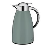 alfi SIGNO Pichet isotherme 1,00 l, chaud 12 h, corps en acier inoxydable | 24h froid, café et théière, utilisation à une main, insert en verre trempé, bouchon à vis avec bouton poussoir, vert brillant