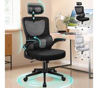 ALFORDSON Fauteuil de Bureau à Haut Dossier, Tête Réglable en Hauteur et Angle, Dossier Large, Mousse Haute Résilience, Accoudoirs Relevables, Pivot 360°, 180kg,Noir