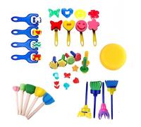 Alfven Éponge Brosses de Peinture Enfant, 24pcs Kit Peinture Enfant Pinceaux éponge pour Enfants pour Enfants kit d'apprentissage DIY