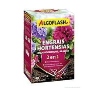 ALGOFLASH Engrais 2 en 1 pour Hortensias, Rhododendrons, Azalées Spécial pH, jusqu'à 10 Plantes, 1 kg, HORTOPH1N