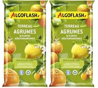 Algoflash Terreau Agrumes et Plantes Méditerranéennes, Utilisable en Agriculture Biologique - 6L, Marron (Lot de 2)