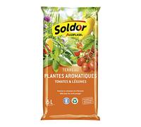 ALGOFLASH Terreau Plantes Aromatiques, Tomates et Légumes, UAB, Prêt à l'Emploi, Fabriqué en France, 6 L, TAROM6