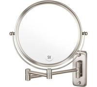 Alhakin 2" X 8" Magnifying Wall Mounted Makeup Mirror 2 Sided Extendable Swivel Mirror Nickel Finish