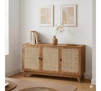 Calicosy Buffet 3 portes avec tonnelle en rotin naturel, 120 cm de large - ALIA