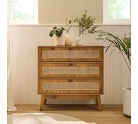 Alia - Commode 3 Tiroirs - Bois & Rotin