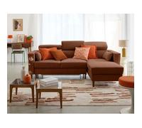 Alicante - canapé d'angle réversible convertible avec têtières - coffre - 4 places - en tissu texturé - Terracotta