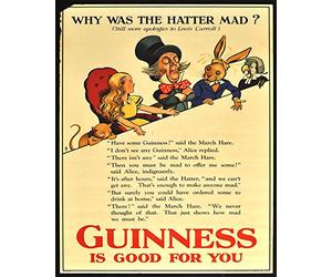Alice au pays des merveilles Guinness Panneau plaque murale en métal 15,2 x 20,3 cm plaque vintage retro Poster Art Picture Print