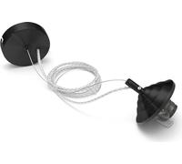 Alice - Kit De Suspension Pour Ampoule Alice V/G E27 Avec Rosace Noire, Câble Tressé Transparent Et Cache Douille 1Xe27 Max 1X60W