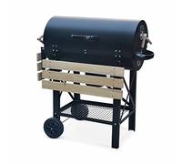 Alice's Garden - Barbecue américain charbon de bois - Serge noir - Smoker américain avec aérateurs. récupérateur de cendres. fumoir