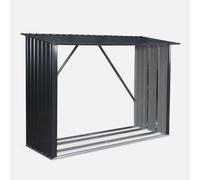 Alice's Garden - Bûcher en métal de 80 x 215 x 155 cm. Gris Anthracite - Épicéa - abri bûches en Acier galvanisé. 2 stères