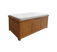 Alice's Garden - Coffre de jardin 200L en bois - Caja beige - 125x60cm rangement coussins avec 2 vérins et poignées