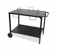 Alice's Garden - Desserte extérieure Noire en Acier modulable pour plancha avec Deux Roues