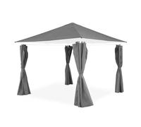 Ensemble complet toile de toit et rideaux grise pour tonnelle 3x3m Elusa - toile de rechange pergola. toile de remplacement