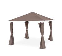 Alice's Garden - Ensemble Complet Toile de Toit et Rideaux Taupe pour tonnelle 3x3 m Elusa - Toile de Rechange pergola. Toile de Remplacement