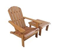 Alice's Garden - Fauteuil de Jardin en Bois avec Repose-Pieds/Table Basse - Adirondack Salamanca - Eucalyptus. Chaise de terrasse Retro