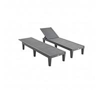 Lot de 2 bains de soleil. PIA. transats multi positions. en plastique. noir