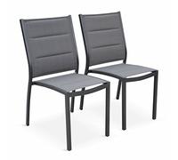 Alice's Garden - Lot de 2 chaises - Chicago/Odenton Anthracite - en Aluminium Anthracite et textilène Gris Taupe. empilables