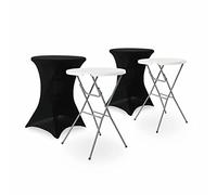 Alice's Garden - Lot de 2 Tables Hautes de réception - Gala - Mange Debout. Pliables. Ø80cm x 110cm + 2 Housses en Polyester. Noires