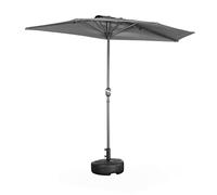 Alice's Garden - Parasol de balcon Ø250cm - CALVI - Demi-parasol droit. mât central en aluminium avec manivelle d’ouverture. toile grise