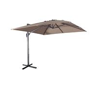 Alice's Garden - Parasol déporté carré 3 x 3m haut de gamme - Falgos - Taupe - Parasol excentré inclinable. rabattable et rotatif à 360°.