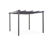 Pergola aluminium - Isla 3x3m - Toile grise - Tonnelle idéale pour votre terrasse. toit rétractable. toile coulissante. structure